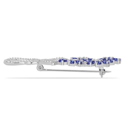 BUY 925 SILVER BROOCH WITH TANZANITE GEMSTONE